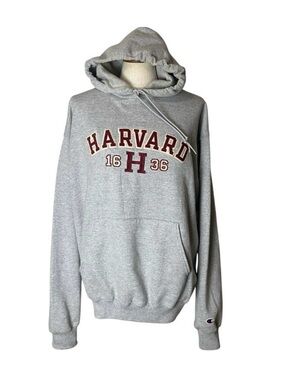 Vtg 90s Champion Grey Harvard University Hoodie Sweatshirt L Collegiate Alumni